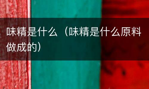 味精是什么（味精是什么原料做成的）
