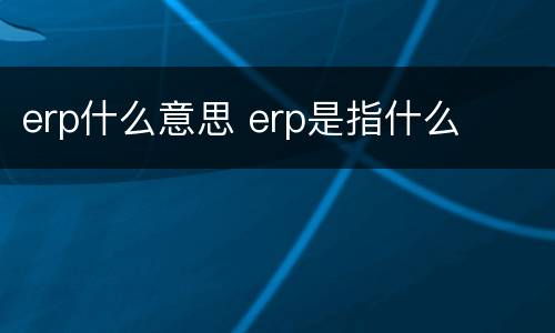 erp什么意思 erp是指什么