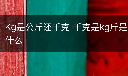 Kg是公斤还千克 千克是kg斤是什么