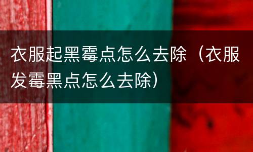 衣服起黑霉点怎么去除（衣服发霉黑点怎么去除）