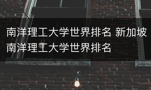 南洋理工大学世界排名 新加坡南洋理工大学世界排名