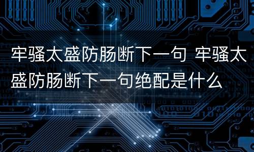 牢骚太盛防肠断下一句 牢骚太盛防肠断下一句绝配是什么