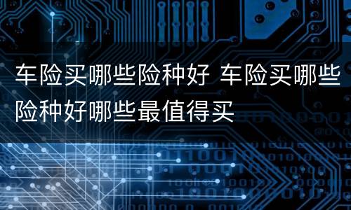 车险买哪些险种好 车险买哪些险种好哪些最值得买