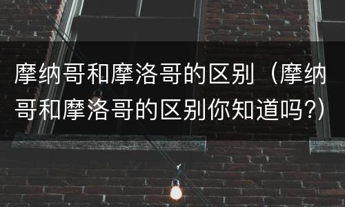 摩纳哥和摩洛哥的区别（摩纳哥和摩洛哥的区别你知道吗?）