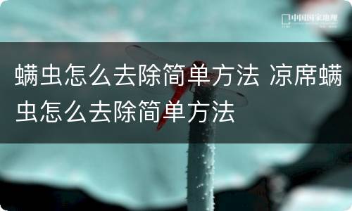螨虫怎么去除简单方法 凉席螨虫怎么去除简单方法
