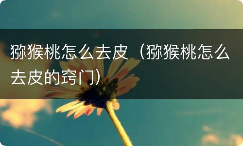 猕猴桃怎么去皮（猕猴桃怎么去皮的窍门）