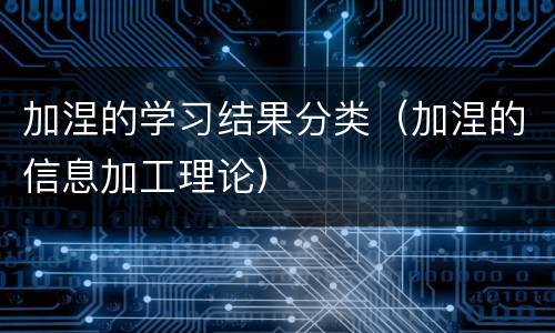 加涅的学习结果分类（加涅的信息加工理论）