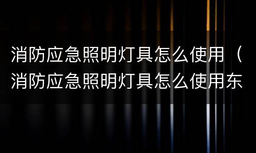 消防应急照明灯具怎么使用（消防应急照明灯具怎么使用东君）