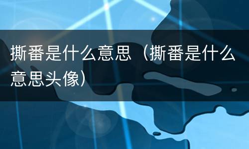 撕番是什么意思（撕番是什么意思头像）