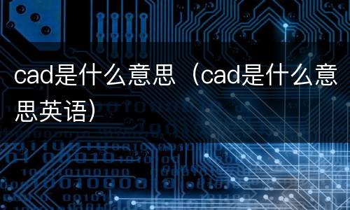 cad是什么意思（cad是什么意思英语）