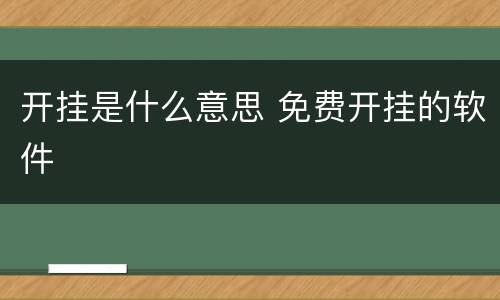 开挂是什么意思 免费开挂的软件