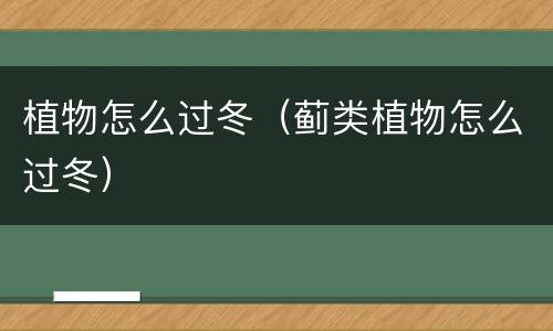植物怎么过冬（蓟类植物怎么过冬）