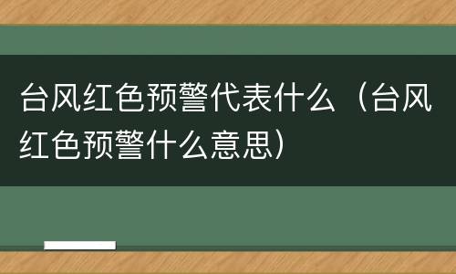 台风红色预警代表什么（台风红色预警什么意思）