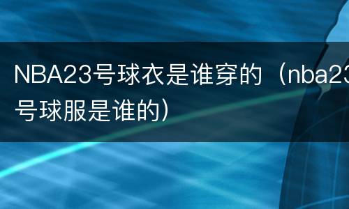 NBA23号球衣是谁穿的（nba23号球服是谁的）