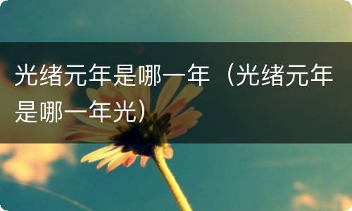 光绪元年是哪一年（光绪元年是哪一年光）