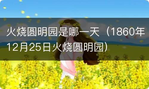 火烧圆明园是哪一天（1860年12月25日火烧圆明园）