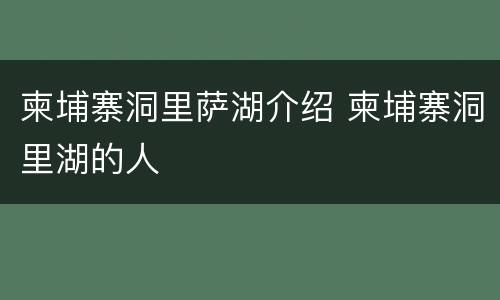 柬埔寨洞里萨湖介绍 柬埔寨洞里湖的人