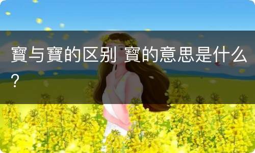 寳与寶的区别 寳的意思是什么?