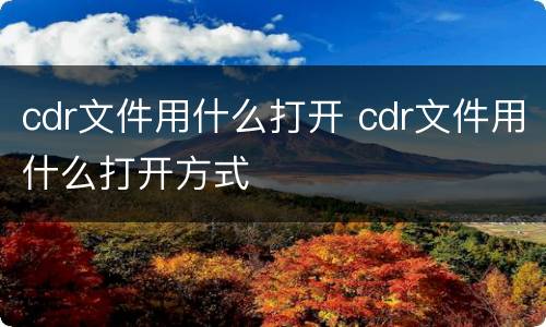 cdr文件用什么打开 cdr文件用什么打开方式