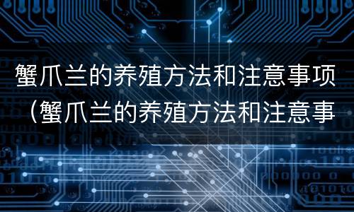 蟹爪兰的养殖方法和注意事项（蟹爪兰的养殖方法和注意事项有哪些呢）