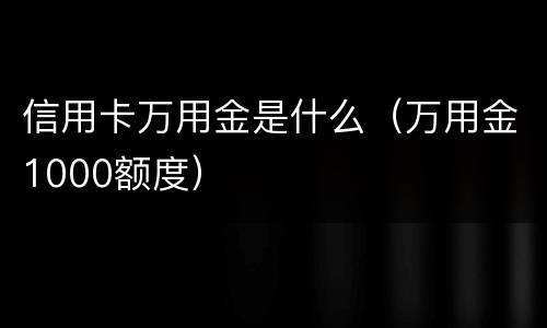 信用卡万用金是什么（万用金1000额度）