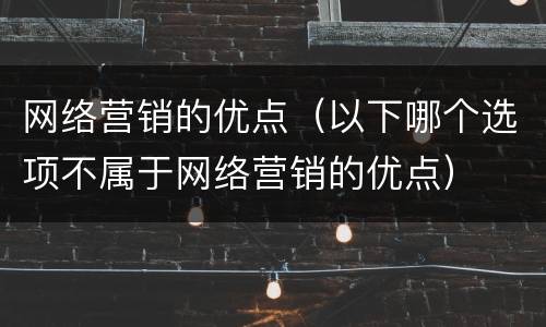 网络营销的优点（以下哪个选项不属于网络营销的优点）