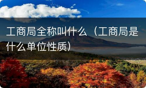 工商局全称叫什么（工商局是什么单位性质）