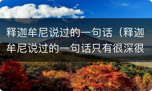 释迦牟尼说过的一句话（释迦牟尼说过的一句话只有很深很深的缘）