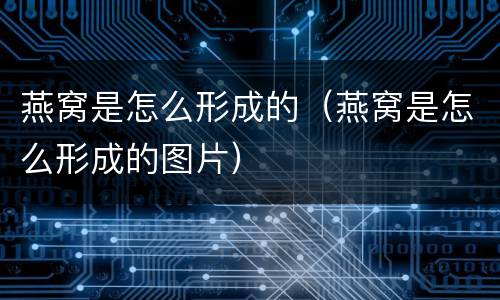 燕窝是怎么形成的（燕窝是怎么形成的图片）
