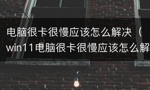 电脑很卡很慢应该怎么解决（win11电脑很卡很慢应该怎么解决）
