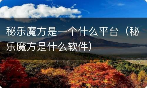 秘乐魔方是一个什么平台（秘乐魔方是什么软件）