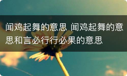 闻鸡起舞的意思 闻鸡起舞的意思和言必行行必果的意思