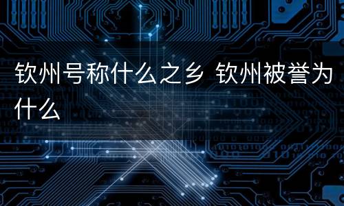 钦州号称什么之乡 钦州被誉为什么