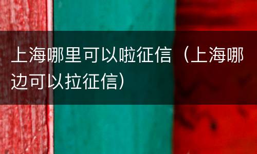 上海哪里可以啦征信（上海哪边可以拉征信）