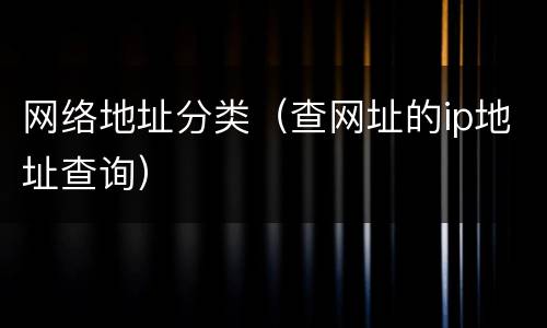 网络地址分类（查网址的ip地址查询）