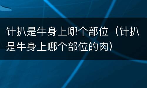 针扒是牛身上哪个部位（针扒是牛身上哪个部位的肉）