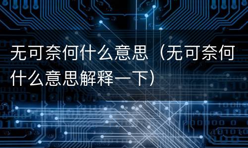 无可奈何什么意思（无可奈何什么意思解释一下）
