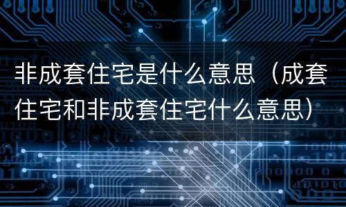 非成套住宅是什么意思（成套住宅和非成套住宅什么意思）