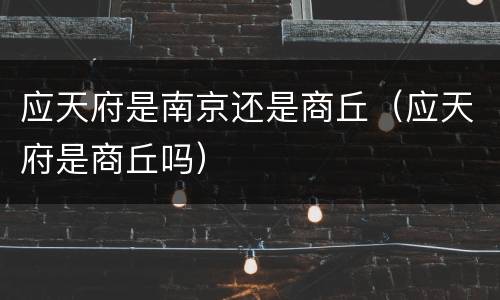 应天府是南京还是商丘（应天府是商丘吗）