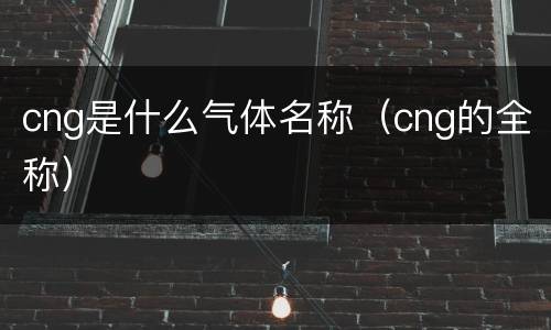 cng是什么气体名称（cng的全称）