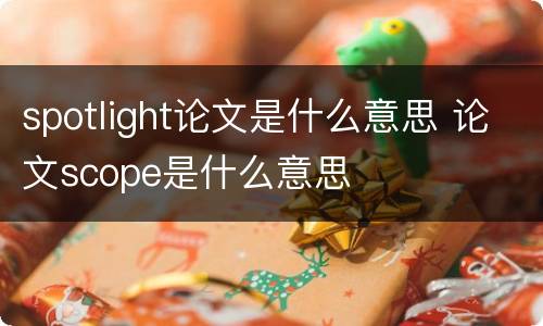 spotlight论文是什么意思 论文scope是什么意思