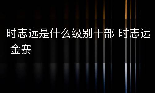 时志远是什么级别干部 时志远 金寨
