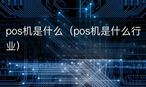 pos机是什么（pos机是什么行业）