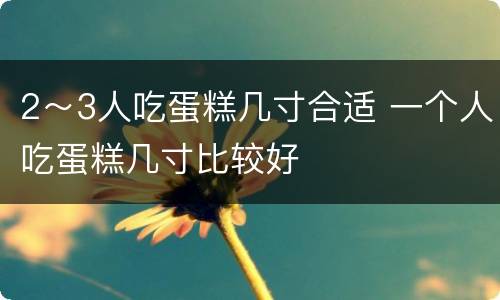 2～3人吃蛋糕几寸合适 一个人吃蛋糕几寸比较好