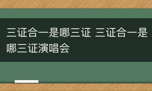 三证合一是哪三证 三证合一是哪三证演唱会