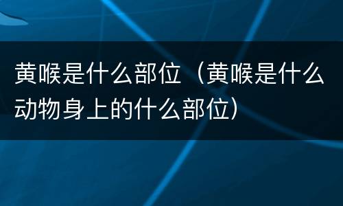 黄喉是什么部位（黄喉是什么动物身上的什么部位）