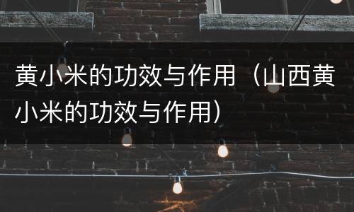黄小米的功效与作用（山西黄小米的功效与作用）
