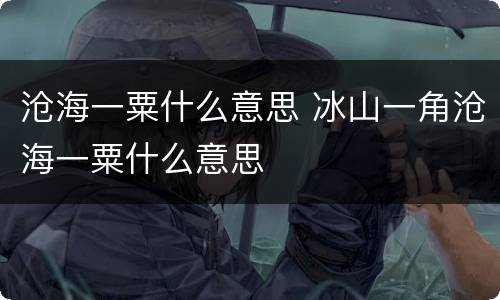 沧海一粟什么意思 冰山一角沧海一粟什么意思