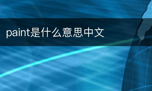 paint是什么意思中文