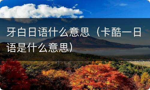 牙白日语什么意思（卡酷一日语是什么意思）